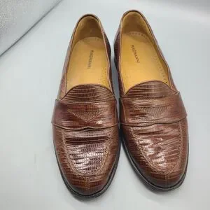 Magnanni  Raul men shoe genuine lizard skin penny loafer Spain cognac Sz 9 Magnanni Raul men shoe genuine lizard skin penny loafer from  main image 4